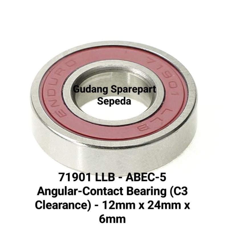 Bearing 12x24x6mm Hub Freehub Bearing Enduro 71901 LLB - ABEC-5 Angular-Contact Bearing (C3 Clearanc