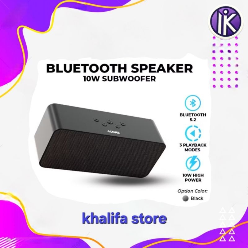 ACOME A16 Speaker Bluetooth 5.2 10W High Power 3Playback Modes Garansi A16