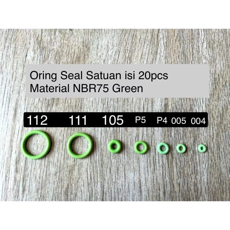 oring Isi 20 pcs bahan NBR 70 hijau import - oring kode 112 , 111, 105, P4, P5, 004, 005 - oring sil