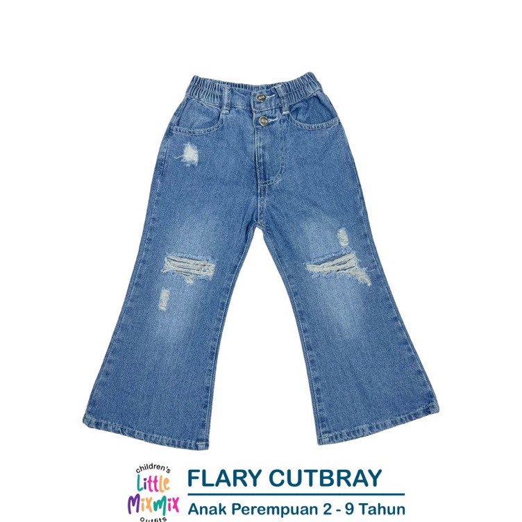 KODE R29D Mixmix FLARY CUTBRAY  Celana Cutbray Jeans Sobek Ripped Anak Perempuan 2  9 Tahun