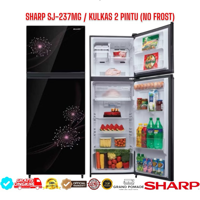 KULKAS SHARP 2 PINTU SJ-237MG (TANPA BUNGA ES) / SHARP SJ237MG KULKAS 2 PINTU SHARP