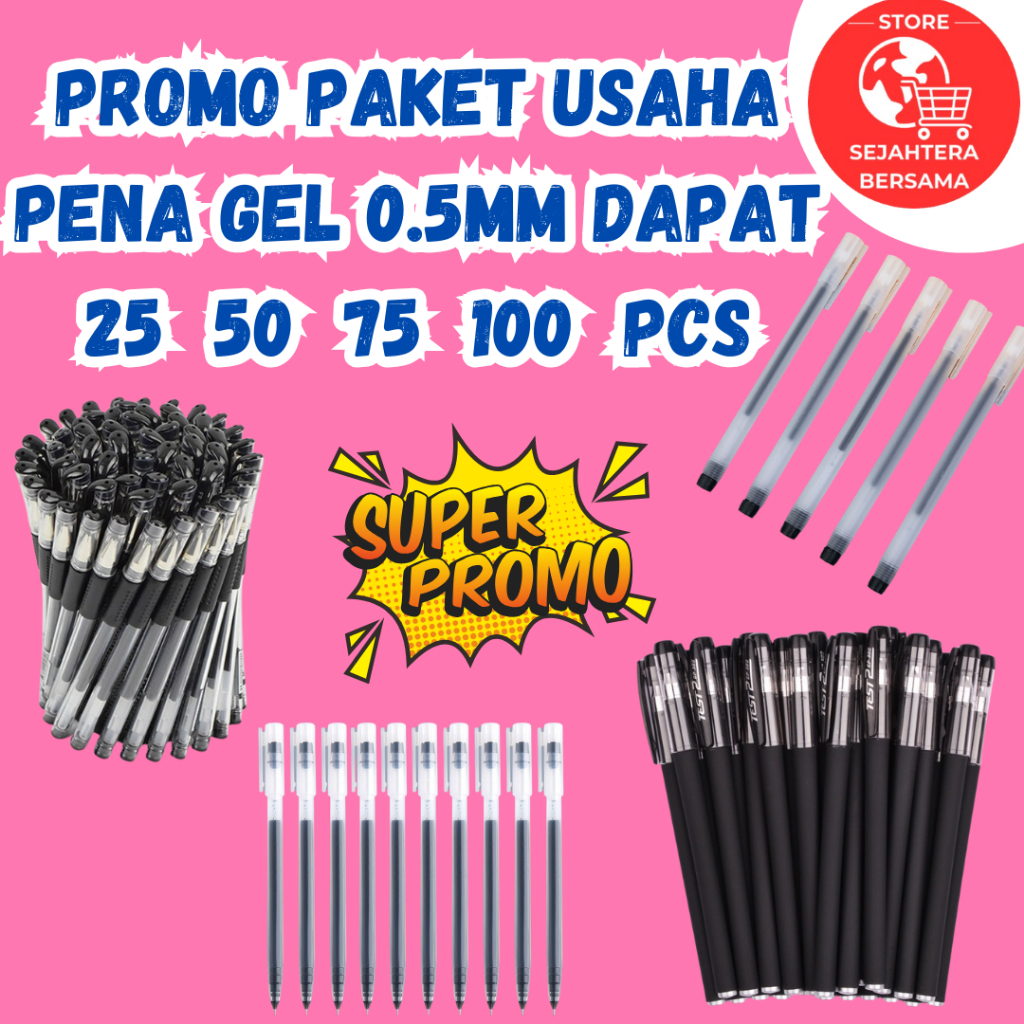 

SB 25 50 PCS 75 PCS 100 PCS PAKET USAHA Pena Gel POLOS Ink 0.5mm TANPA KOTAK Standar Pulpen Alat Tulis Stationary Kantor Sekolah Pena Pen Tinta Cair Murah 3 Warna Termurah