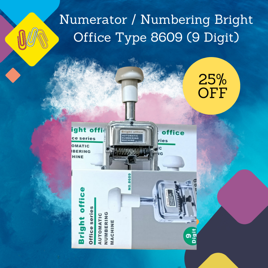 

Numbering Machine 9 Digit / Stempel Angka / Numerator Bright Office (9 Digit) Type 8609