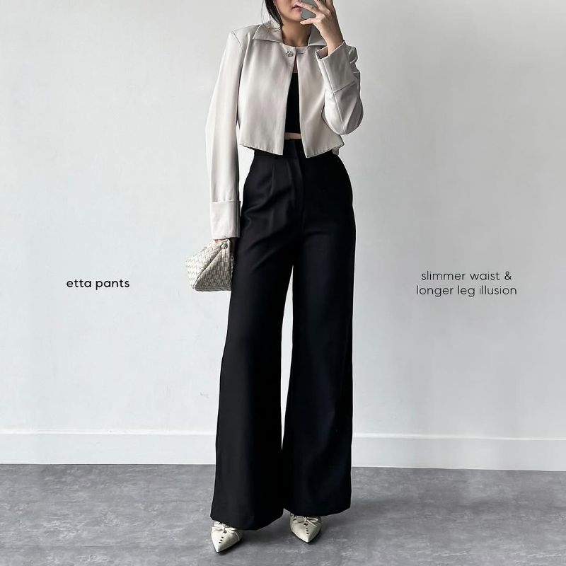 Etta pants celana cutbray bahan wanita celana high waist cutbray