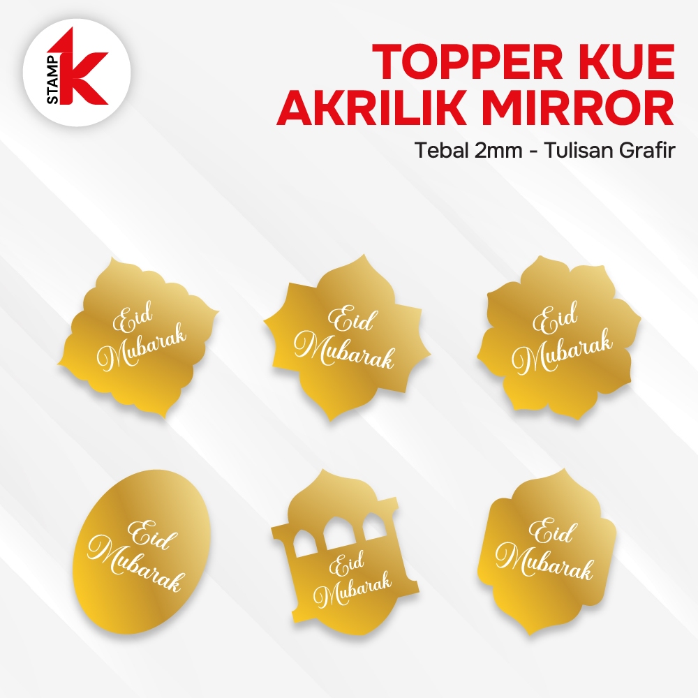 Topper Mini Tag Akrilik Selamat Idul Fitri | Hiasan Tag Idul Fitri | Dekorasi Lebaran | Mini Cake To