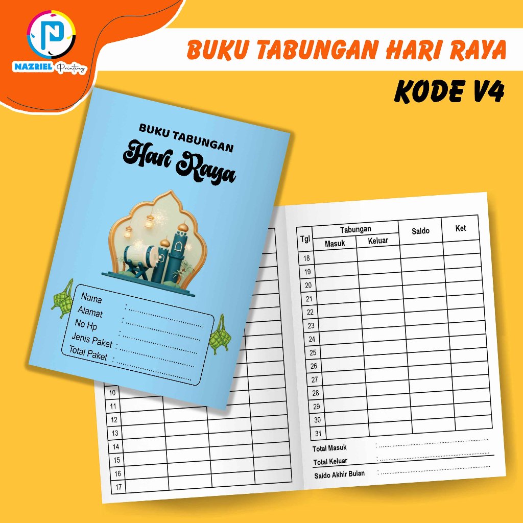 

(NON CUSTOM) POTRAIT V4 Tabungan Hari Raya Tabungan Lebaran Harian kertas BC warna