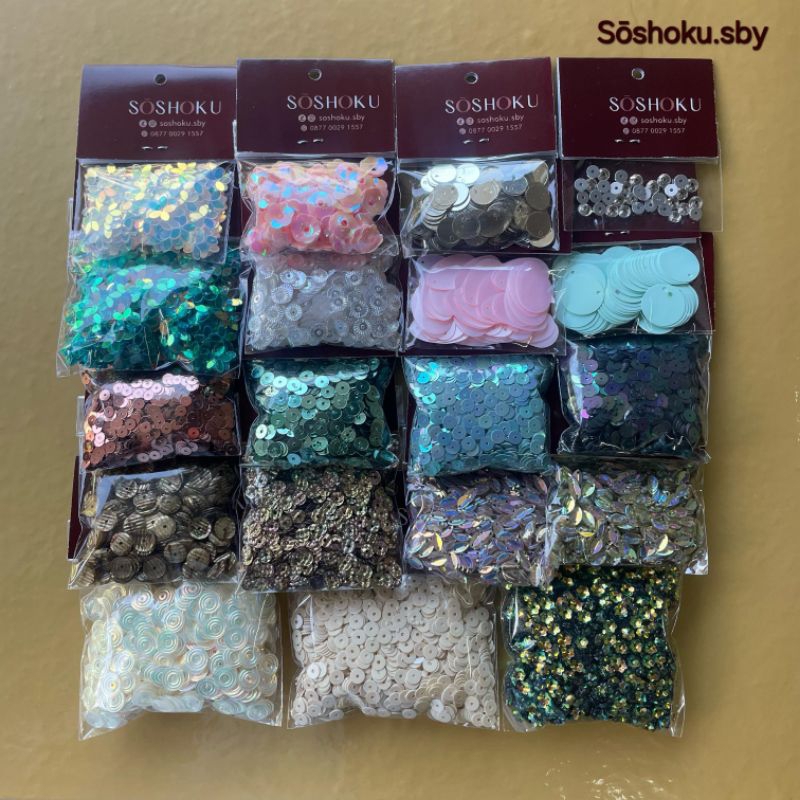 [SŌSHOKU.SBY] 10 gr - Payet Sequin Dollar Flat / Sequin Mata Tekuk / Payet Ramboci Daun Lipat / Paye