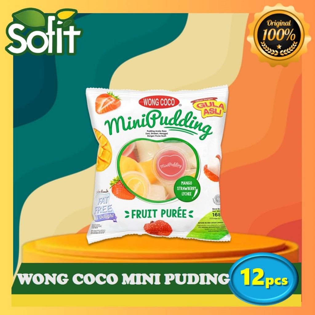 

Wong Coco Mini Puding 12pcs - Puree Buah Asli - Cemilan Pudding - Fat Free - Gula Asli - SOFIT