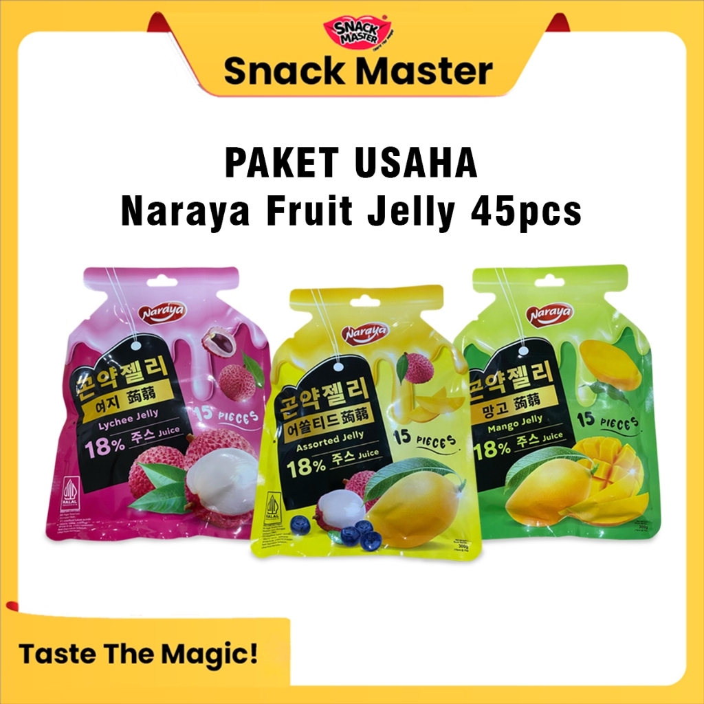 

[ BUSINESS PACKET ] Paket usaha Hemat Naraya Fruit Jelly 45 pcs Manggo Lychee, assorted