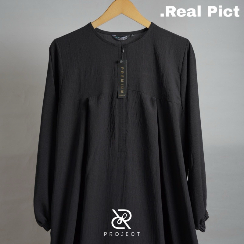 [jual rugi] gamis crincle airflow maura dress black NEW
