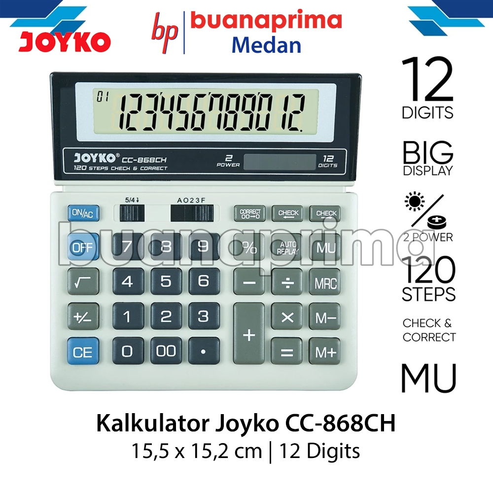 

KALKULATOR JOYKO CC-868CH BESAR 12 Digits Check Correct Calculator Bisa Delete Bisa Cek History