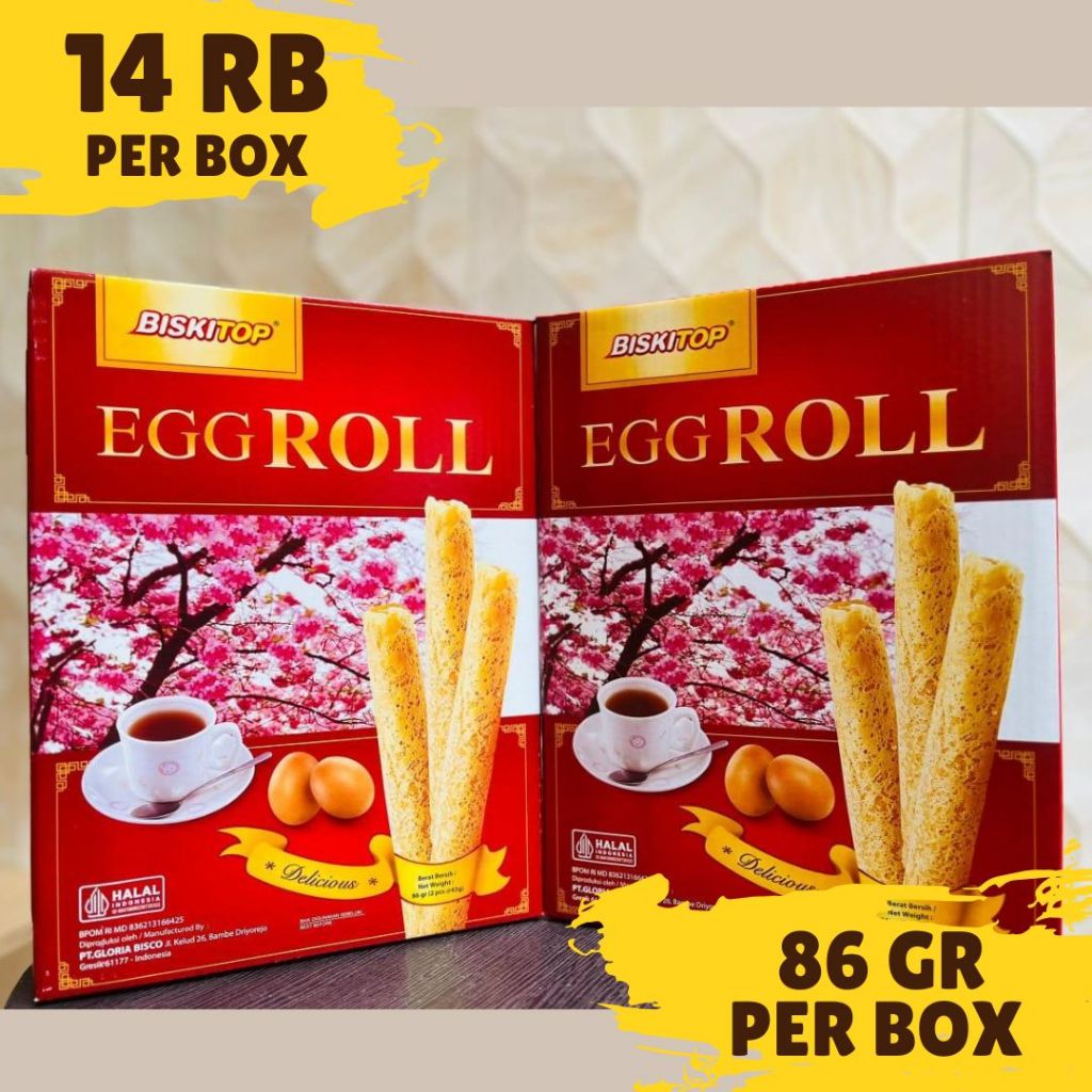 

EGG ROLL BISKITOP 86 GR PER BOX SNACK HANTARAN LEBARAN (KHUSUS ECER)