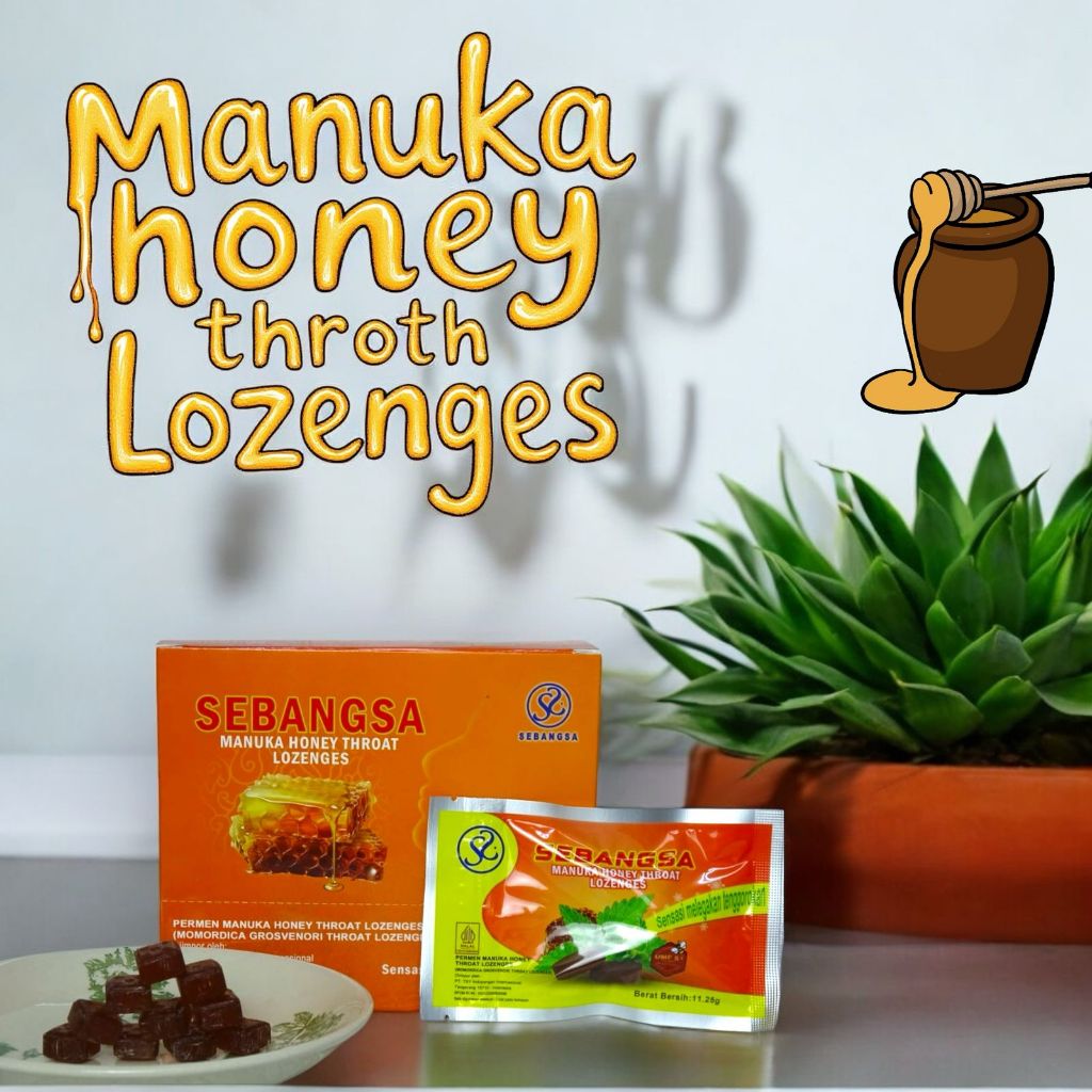 

PERMEN MANUKA HONEY THROAT LOZENGES SEBANGSA 11.25 GRAM [1 BOX, ISI 20 SACHET]