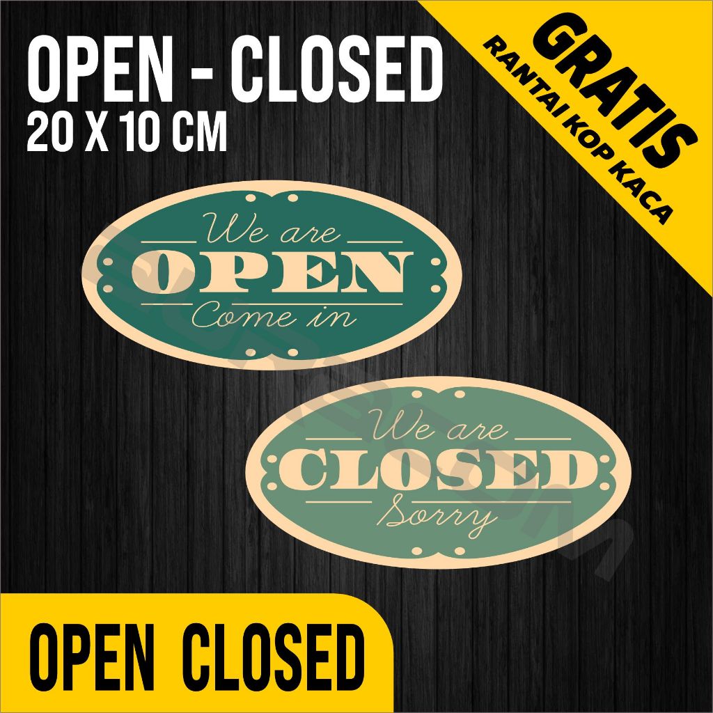 COD,OPEN CLOSED Akrilik siap Pakai/Acrylic Open Closed Design Oval / Custom-FreeDesign ( A 310 )