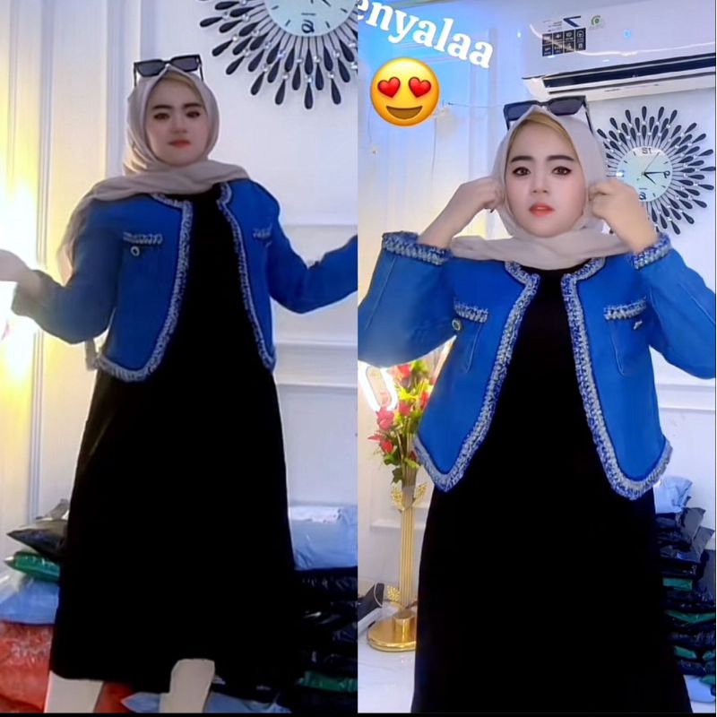 SET2IN1 DRESS MIDI BKK PREMIUM DAN JAKET JEANS