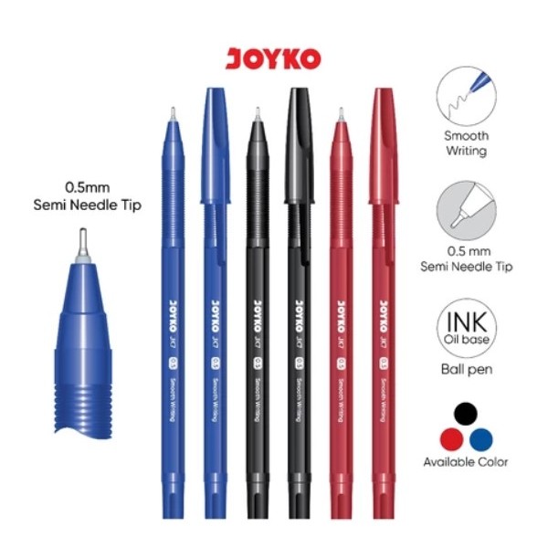 

[12 PCS] PEN JOYKO BOLPEN JK 7 SEMI NEEDLE 0.5MM PENA PULPEN JOYKO JK7 HITAM LUSIN BOX