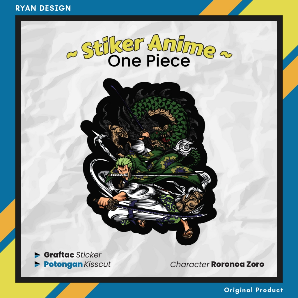 

Ryan Design Stiker Anime One Piece Zoro Ukuran 10 cm Dan 7 cm Sticker Case Hp & Laptop