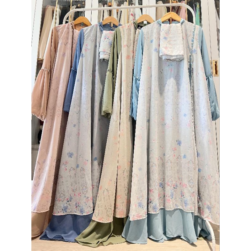 Gamis Motif Batik Sethijab Payet Tasik Motif NonBusui