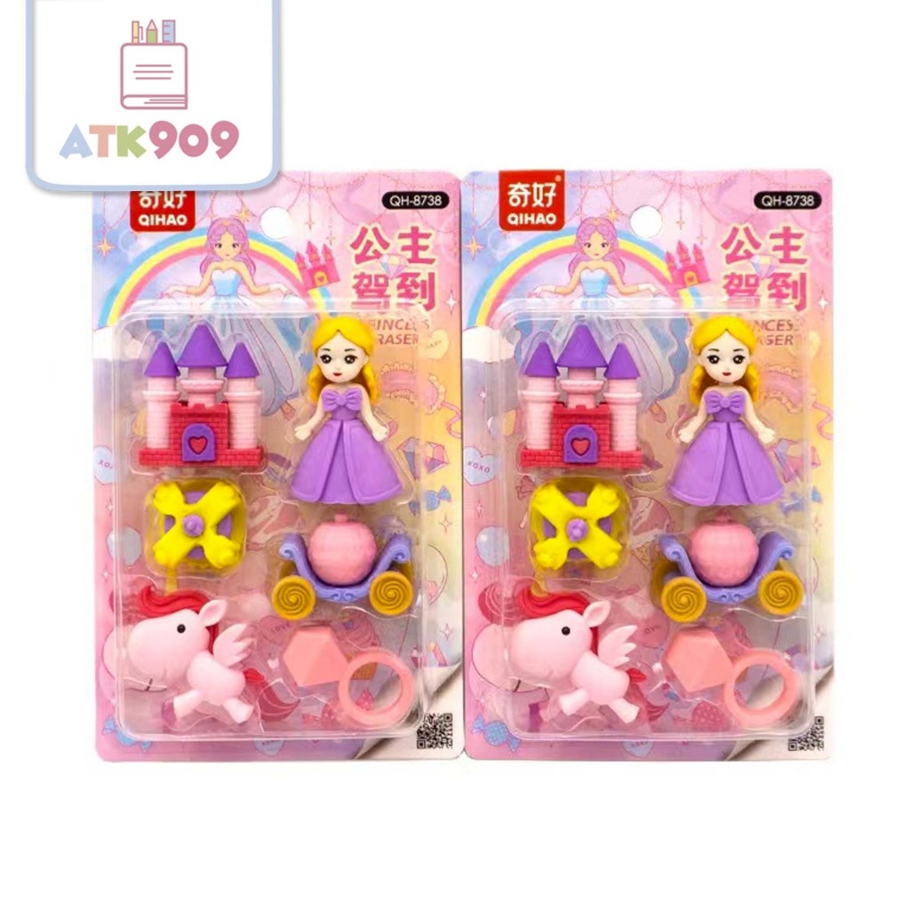 

ATK909 Penghapus Pensil Set Fancy Princess Penghapus Pensil 3D Unik Lucu Eraser Karakter