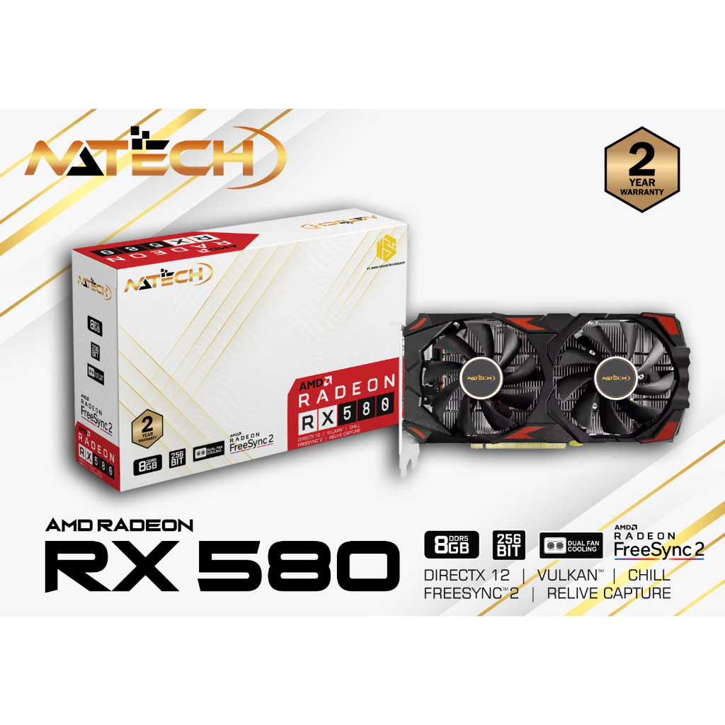 VGA CARD / VGA NVIDIA RX580 / VGA RX580 / VGA NATECH RX580 8GB DDR5 256BIT