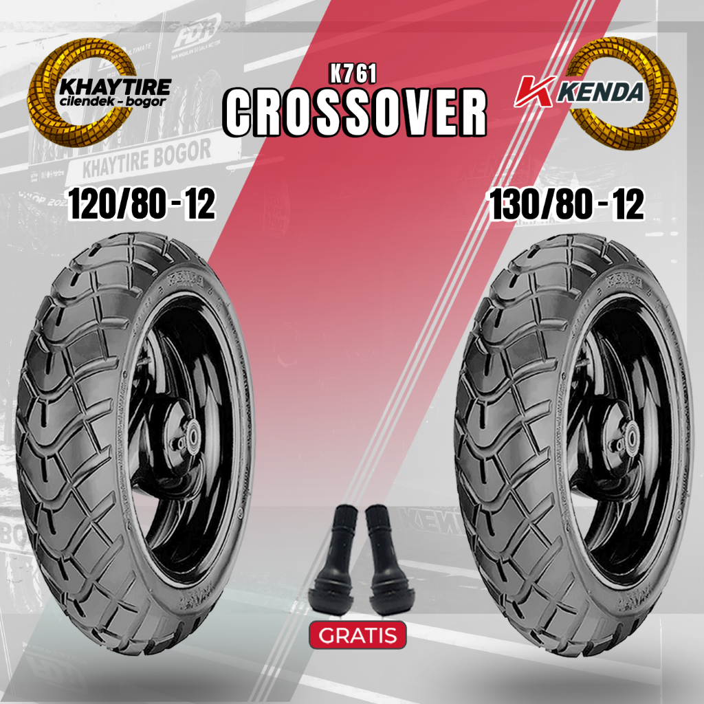 Sepasang Ban Motor KENDA K761 120/80 & 130/80 Ring 12 Tubeless