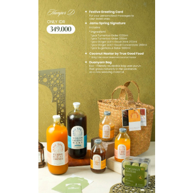 

Fountain's Eid Hamper #E : Jamu Spring Rooted 4 Joy (Ginger & Turmeric Drink) + Coconut Nastar + Duanyam Purun Bag