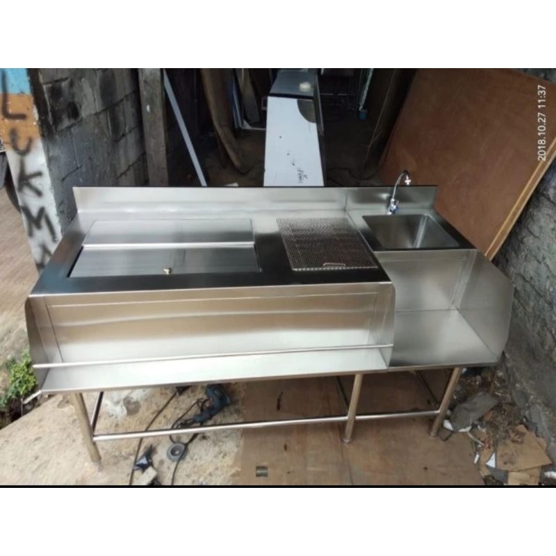Cocktail station stainless with sink bar station