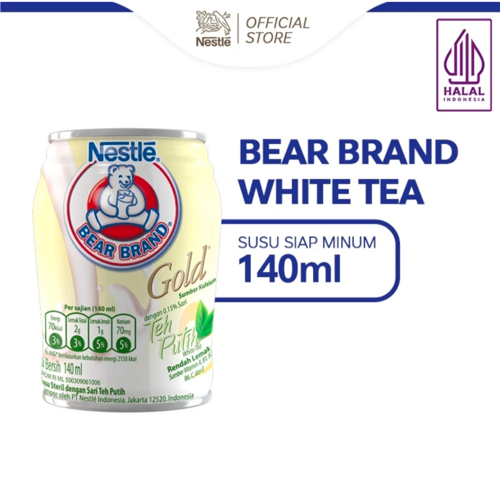 

Bear Brand Susu Kaleng White Tea Susu Steril 140 ml