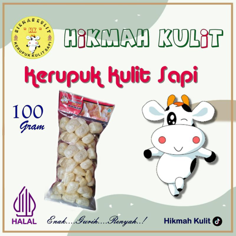 

HIKMAH - kerupuk kulit sapi original 100 gram / snack cemilan gurih renyah