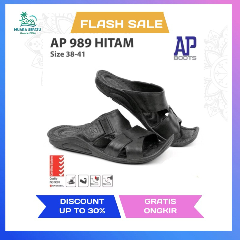 Sandal Slop Pria AP 989 Hitam - Sandal Slide