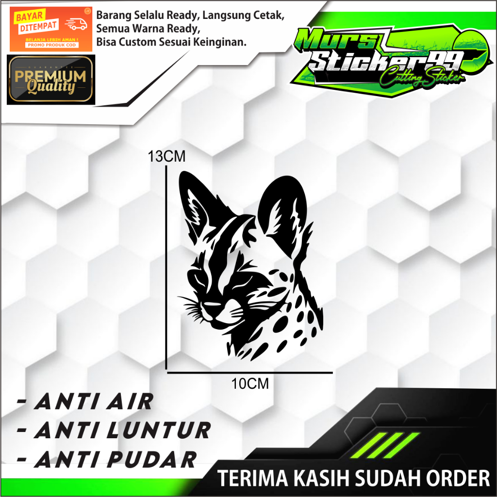 Sticker Cutting KEPALA KUCING HUTAN Cocok Untuk Motor Dan Mobil