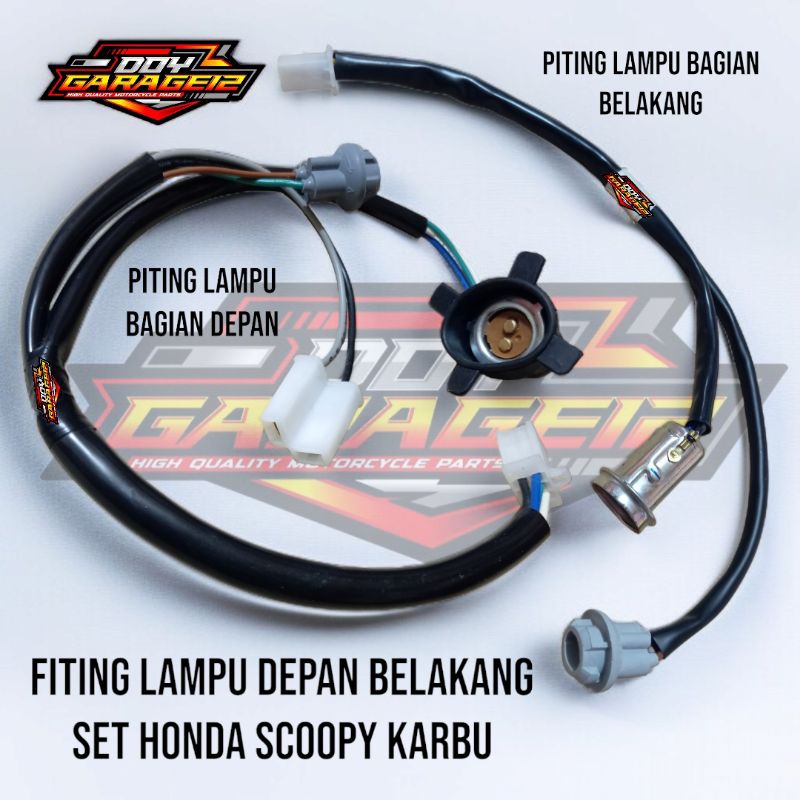 Kabel Soket Fiting Lampu Depan Belakang Set HONDA Scoopy  Karbu KYT Kabel Soket Set Depan Belakang S