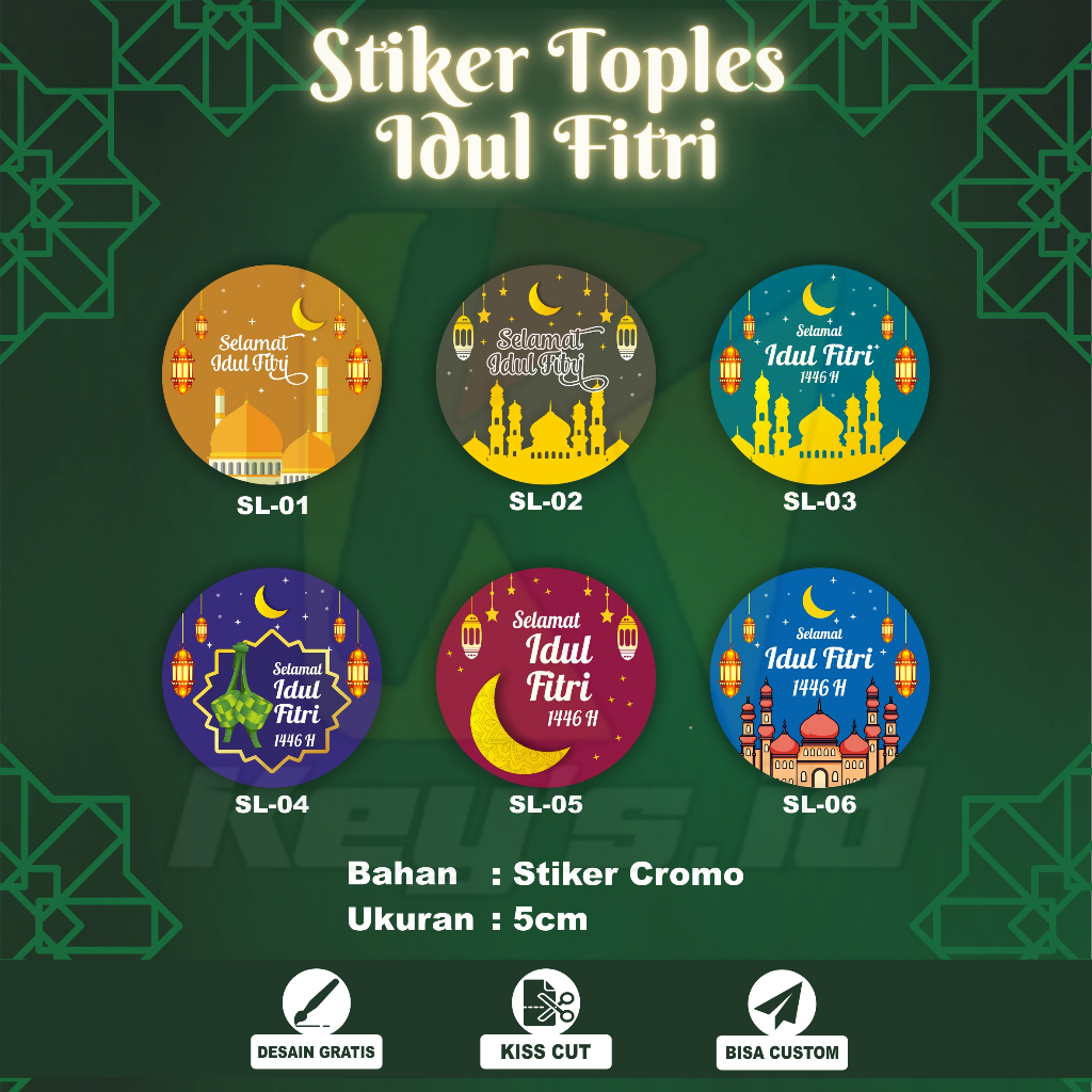 

Stiker Toples Idul Fitri, Sticker Lebaran, Stiker Toples Kemasan Produk Lebaran, Stiker Kemasan Makanan