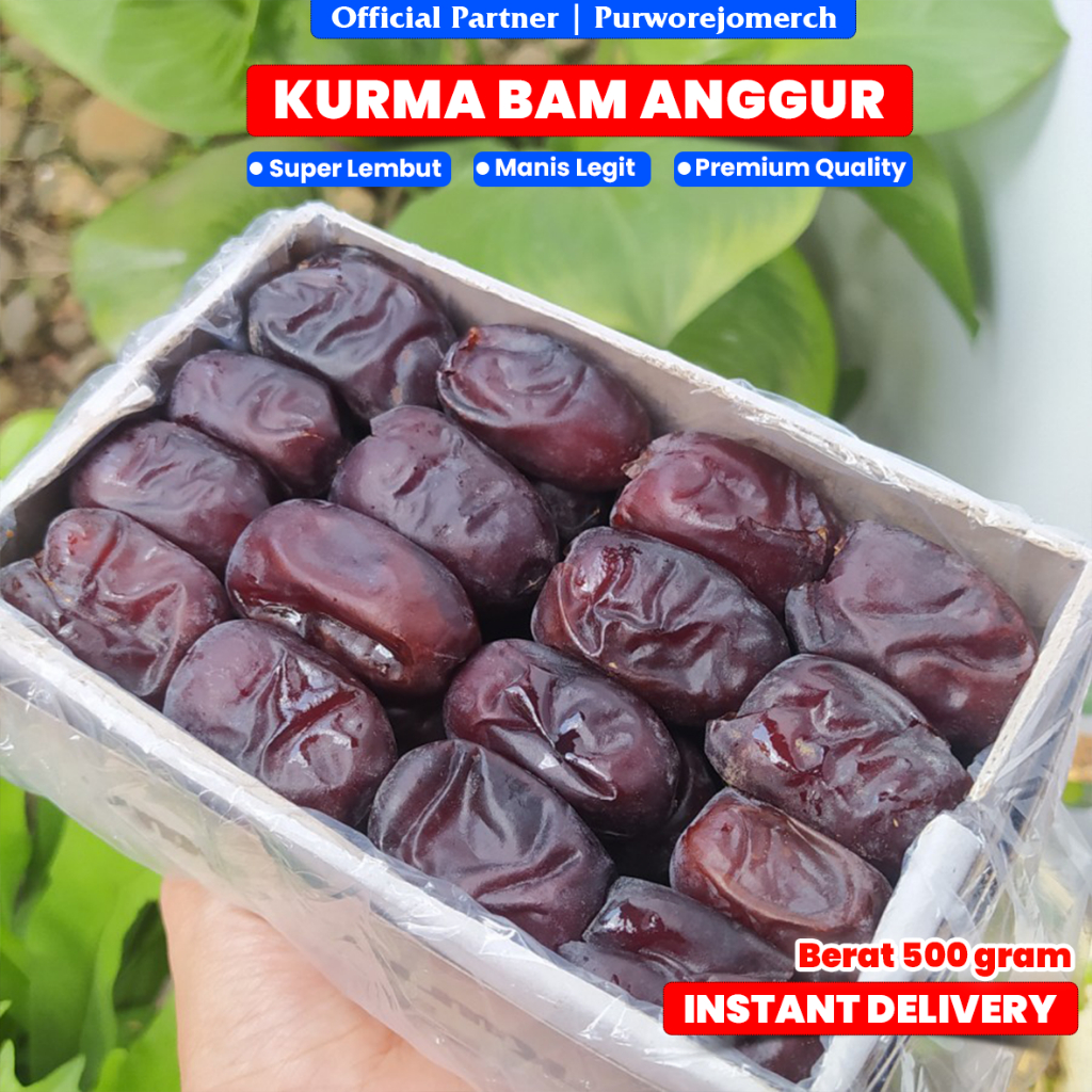 

Kurma Bam Madina | Kurma Bam Anggur Super Lembut Manis Legit Kurma Original 1 Dus 500 gram