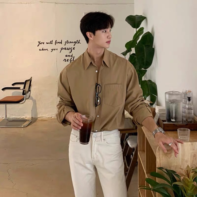 kemeja pria baju kemeja korea style kemeja pria lengan panjang kemeja pria branded keren kekinian