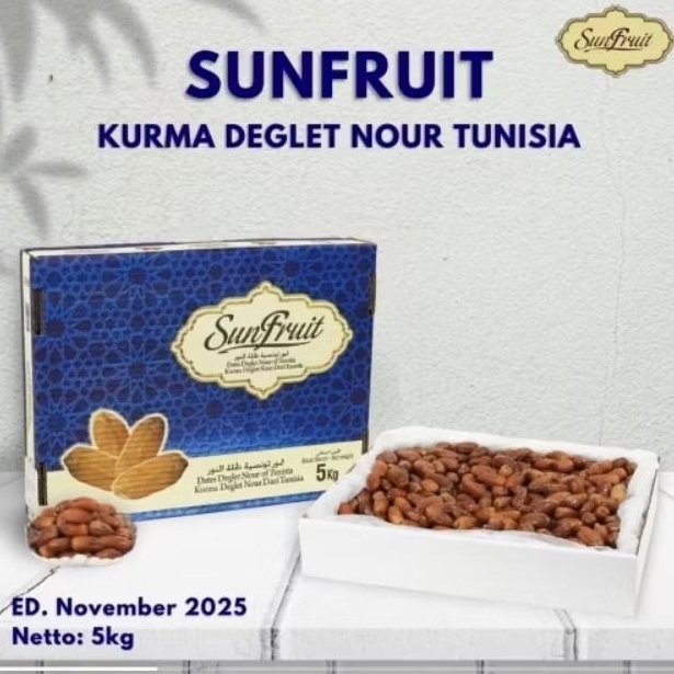 

KURMA TUNIS MADU SUNFRUIT DEGLET NOUR TUNISIA 5KG exp 2026