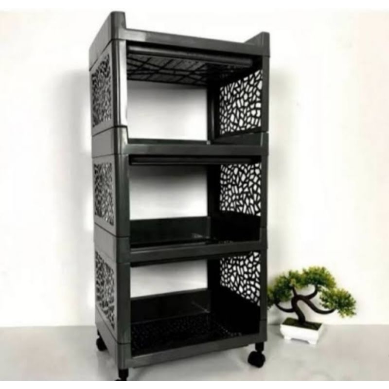 RAK PLASTIK 4 SUSUN WARNA HITAM