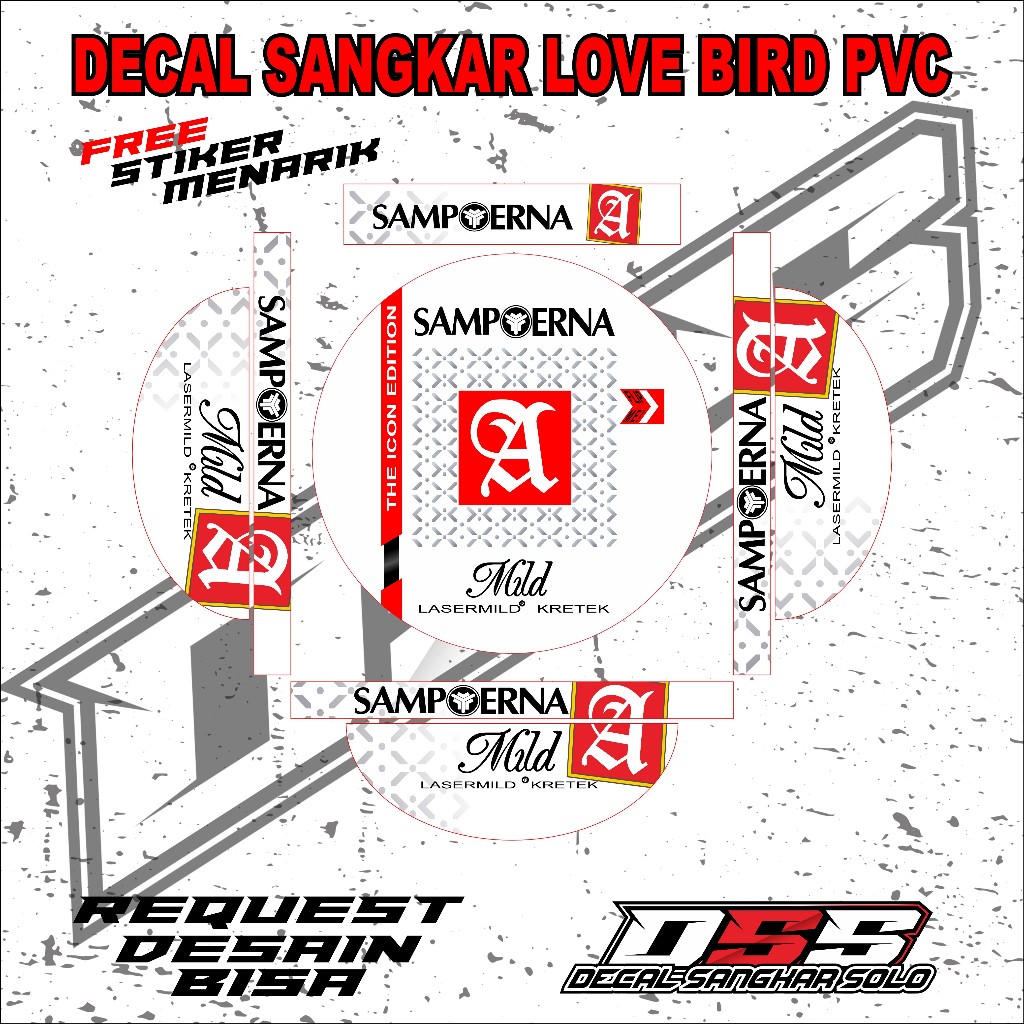 DECAL SANGKAR BURUNG TEBOK LOVEBIRD PVC MOTIF SAMPOERNA
