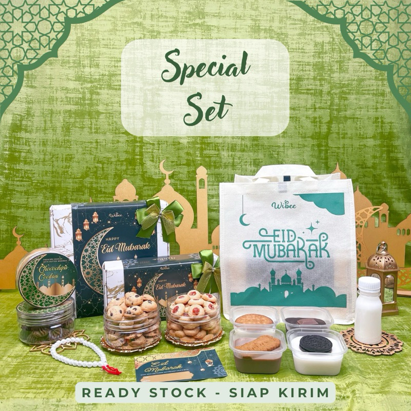 

SPECIAL SET Eid Mubarak - Hampers Lebaran Kue Kering & Puding - Parsel Idul Fitri - Include Goodie Bag