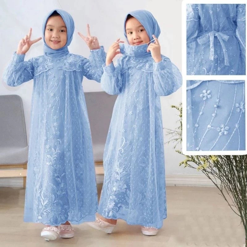 Gamis liana kids 3-11tahun / Gamis brokat anak perempuan / Dress brokat anak perempuan