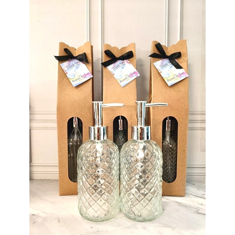 SOUVENIR BOTOL SABUN KACA KEMASAN BOX / SOUVENIR BOTOL SHAMPO DAN SABUN PUMP / SOUVENIR PERNIKAHAN /