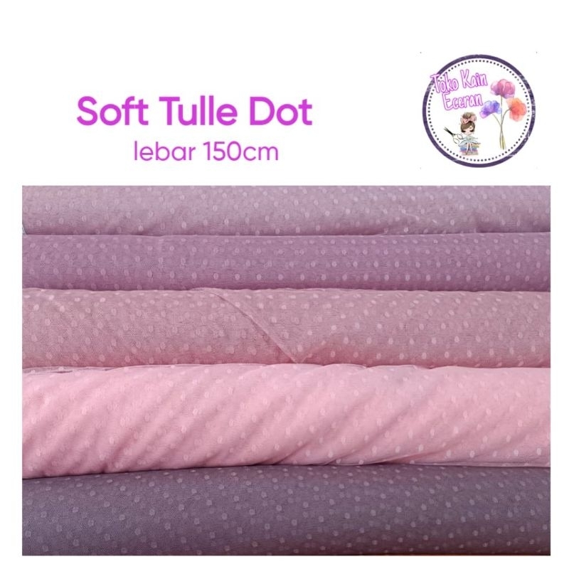 ½Mter SOFT TULLE DOT kain tille bintik tile polkadot bahan dress rok tutu motif titik-titik tutul be