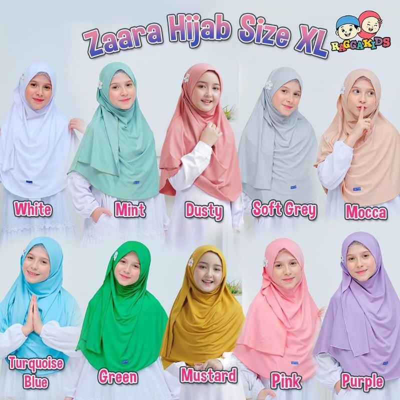 ZAARA Hijab By Raggakids | Jilbab instan anak Nonped Bahan Jersey | Jilbab sekolah | Pasmina Instan 