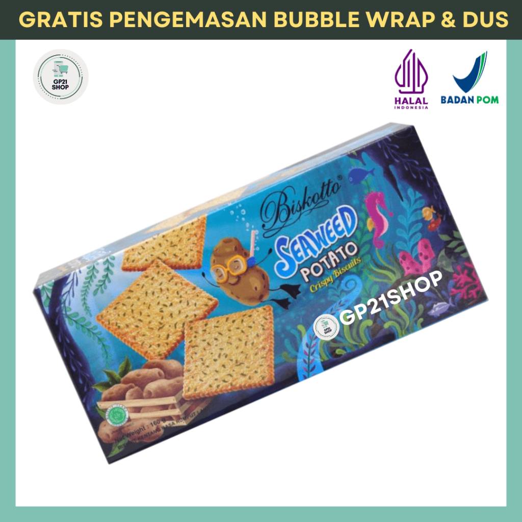 

Biskotto Potato Seaweed Biscuits 160gr Box - Biskitop Biskuit Renyah Snack Cemilan Murah Enak