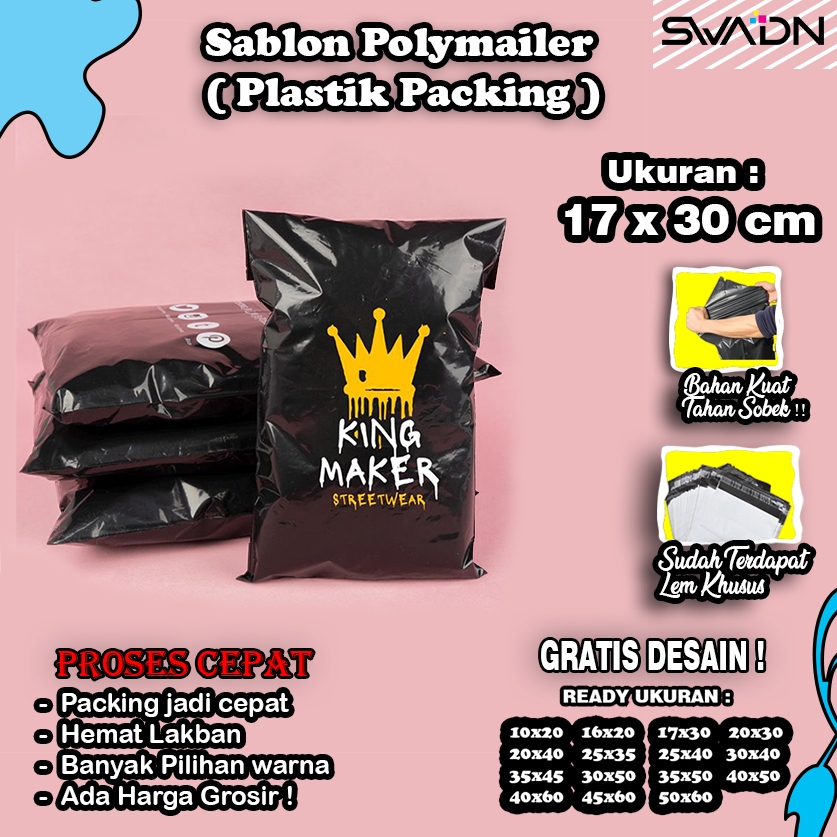 

SABLON POLYMAILER 17X30 / CUSTOM POLYMAILER 17X30 / POLYMAILER 17X30 / PLASTIK PACKING / PLASTIK BAJU