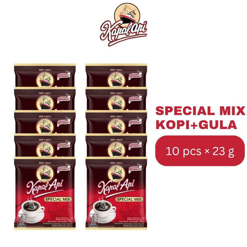 

Kopi Kapal Api Special Mix 23 gram 1 renceng isi 10 sachet
