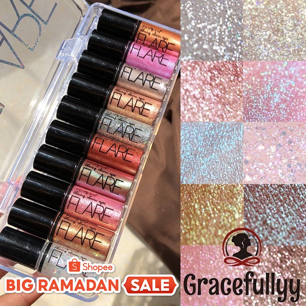 [COD]FLARE Eyeshadow Gliter Waterproof Long Lasting Korea/ Liquid Eyeshadow Pearl Light Highlight Ey