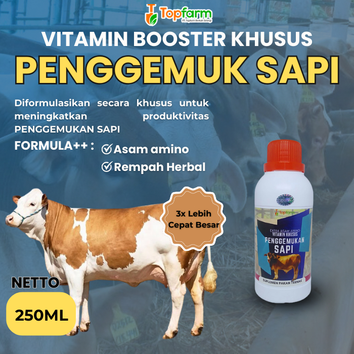 Vitamin Penggemuk Sapi 250ML/ Obat Penggemuk Sapi/ Obat Penggemuk Sapi Super Cepat/ Vitamin Ternak P