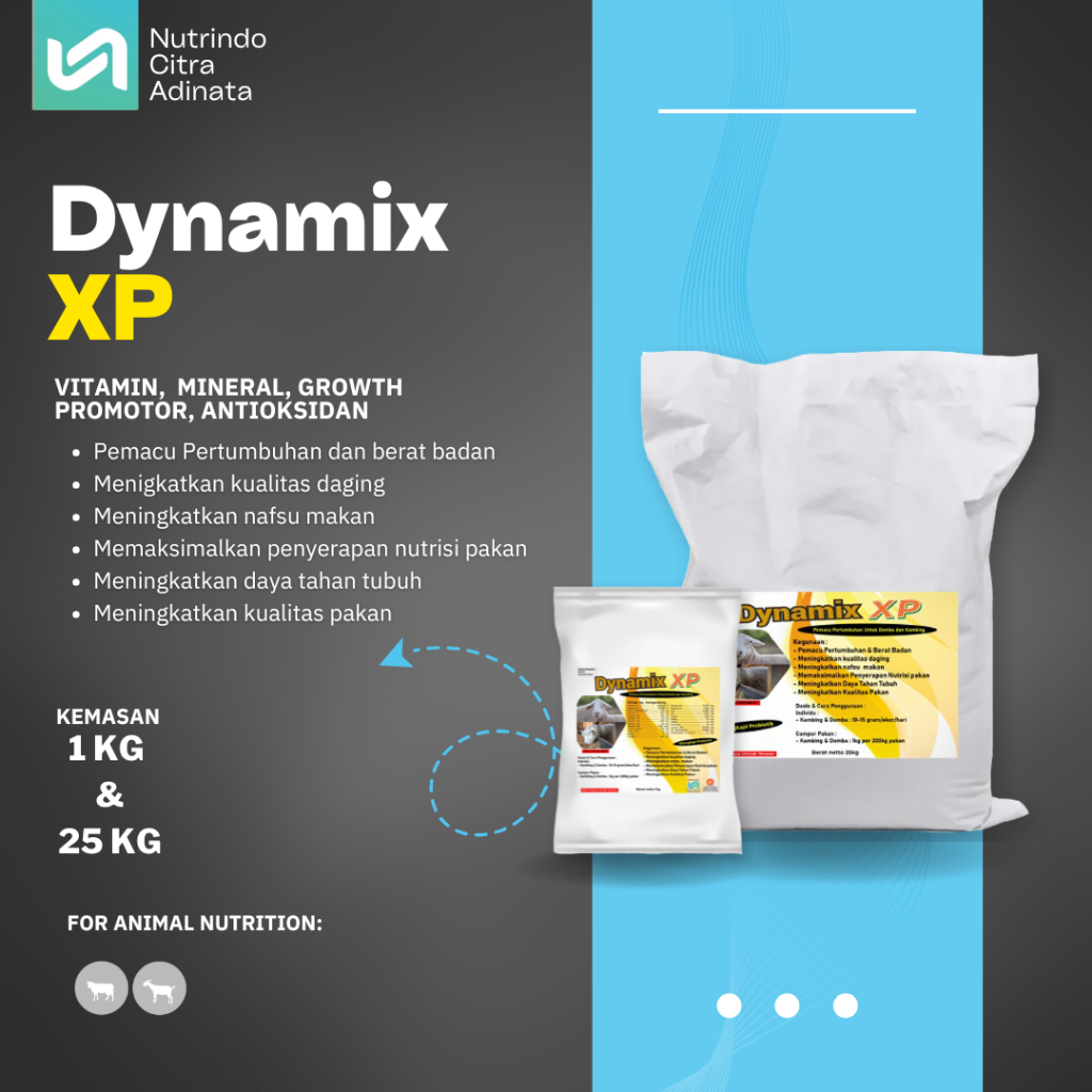 DYNAMIX XP - PREMIX KAMBING - PEMACU PERTUMBUHAN KAMBING DOMBA - MINERAL PREMIX KAMBING DOMBA 1KG