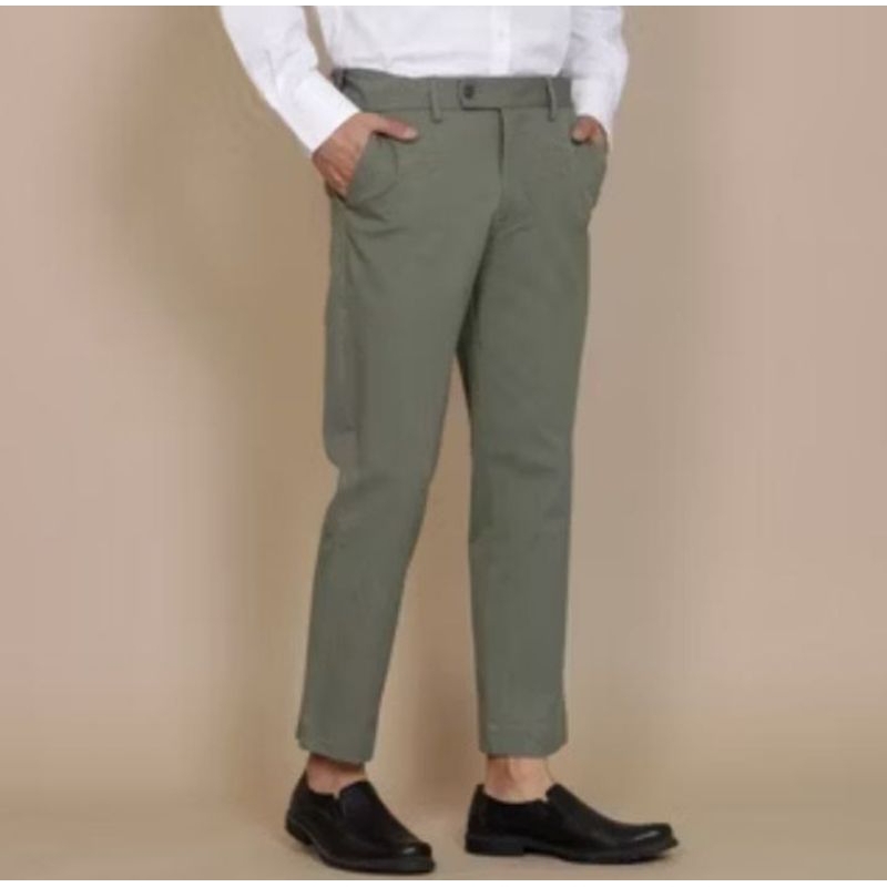 BlueButton Celana Chino Ankle Pants Slim Fit Khaki